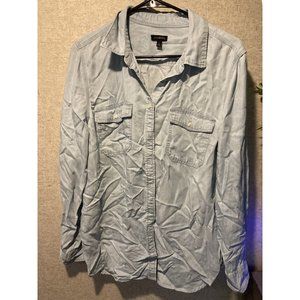 Talbot Womens Blue Denim Button Up Top Size L Shirt Blouse Large